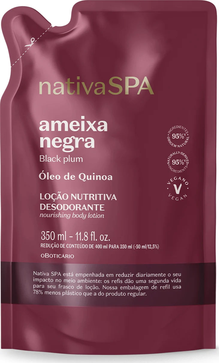 O Boticario Nativa Spa Women's Moisturizing Black Plum Body Lotion Refill