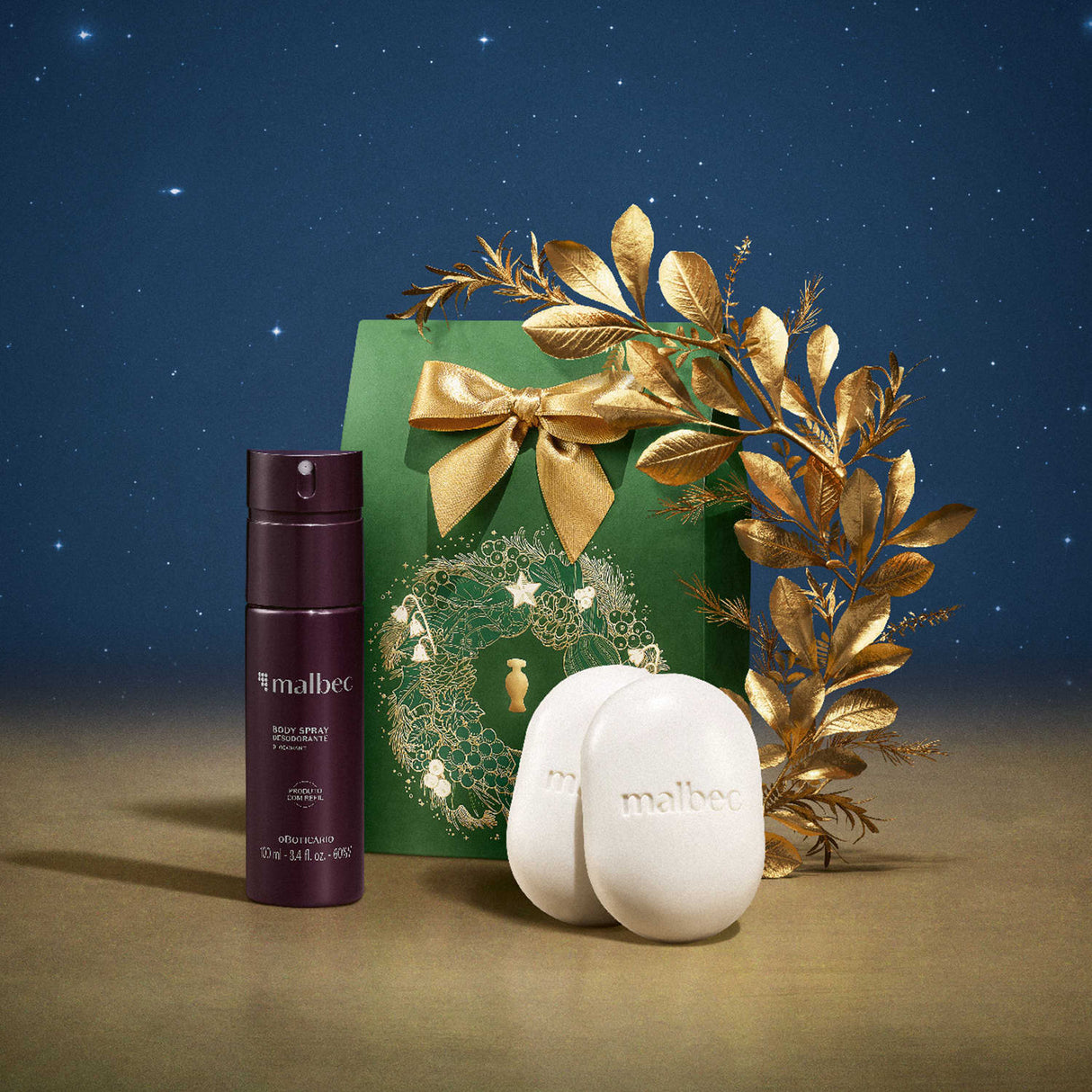 O Boticario Men's Malbec Body Spray And Soap Gift Pack