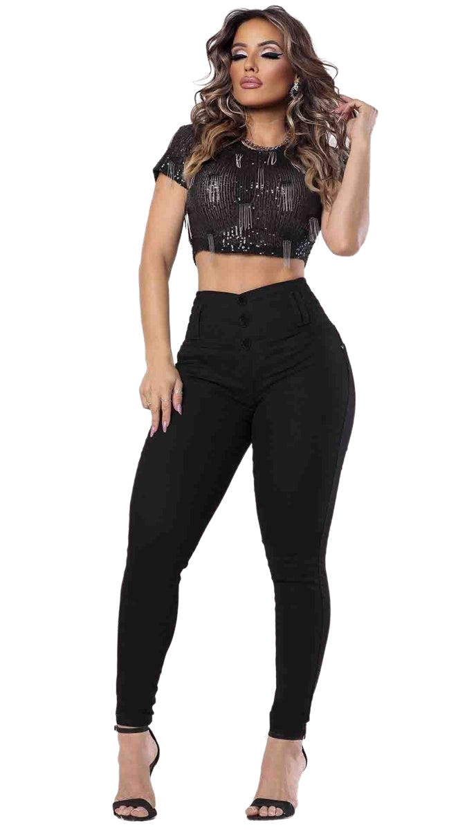 Rhero Pantalones vaqueros de compresión para levantamiento de glúteos y cintura alta para mujer 56938