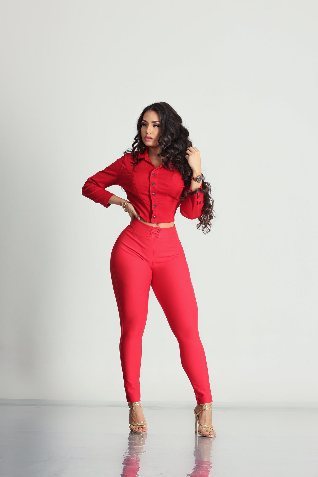 Rhero Pantalón de talle alto para mujer con realce de glúteos 11836