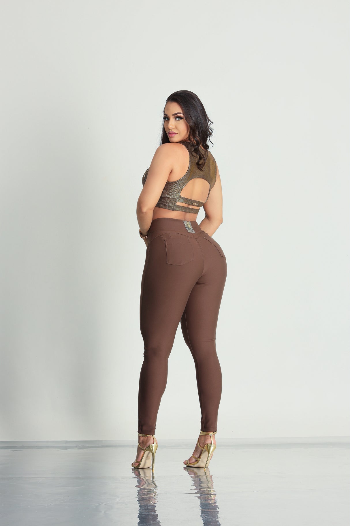 Rhero Pantalón de talle alto para mujer con realce de glúteos 11836