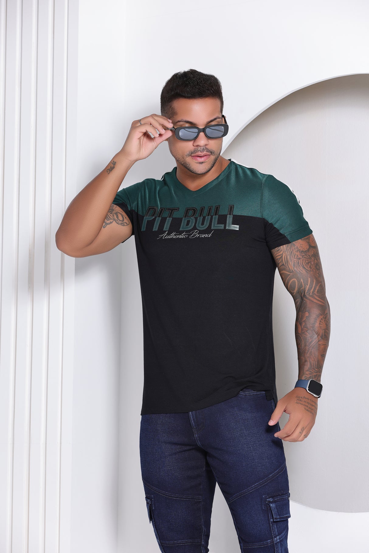PIT BULL JEANS V NECK MEN'S T-SHIRT 81609