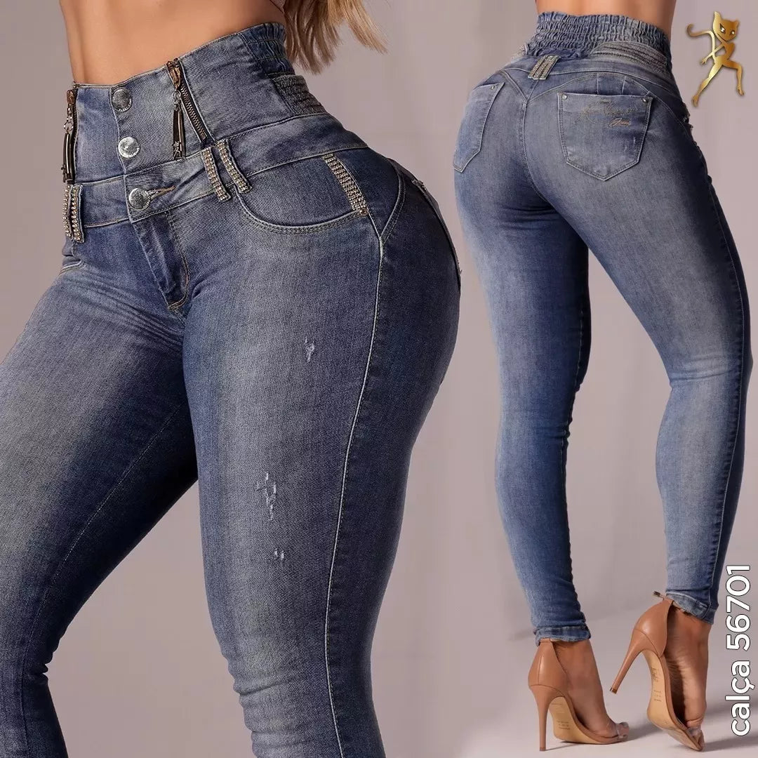 Rhero Pantalones vaqueros de talle alto para mujer 56701