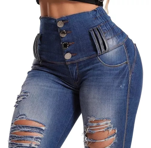 PANTALÓN VAQUERO MUJER CINTURA ALTA RHERO 56648