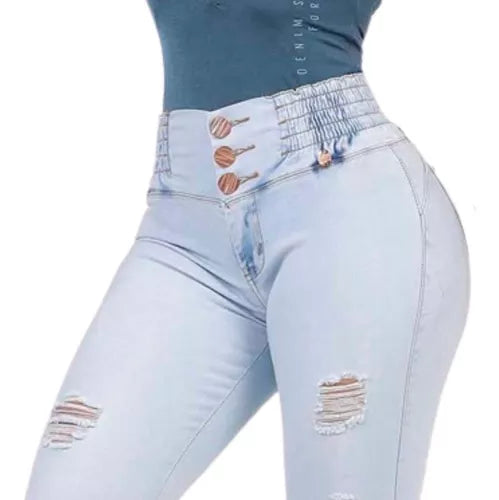 Rhero Pantalones vaqueros de talle alto para mujer 56709