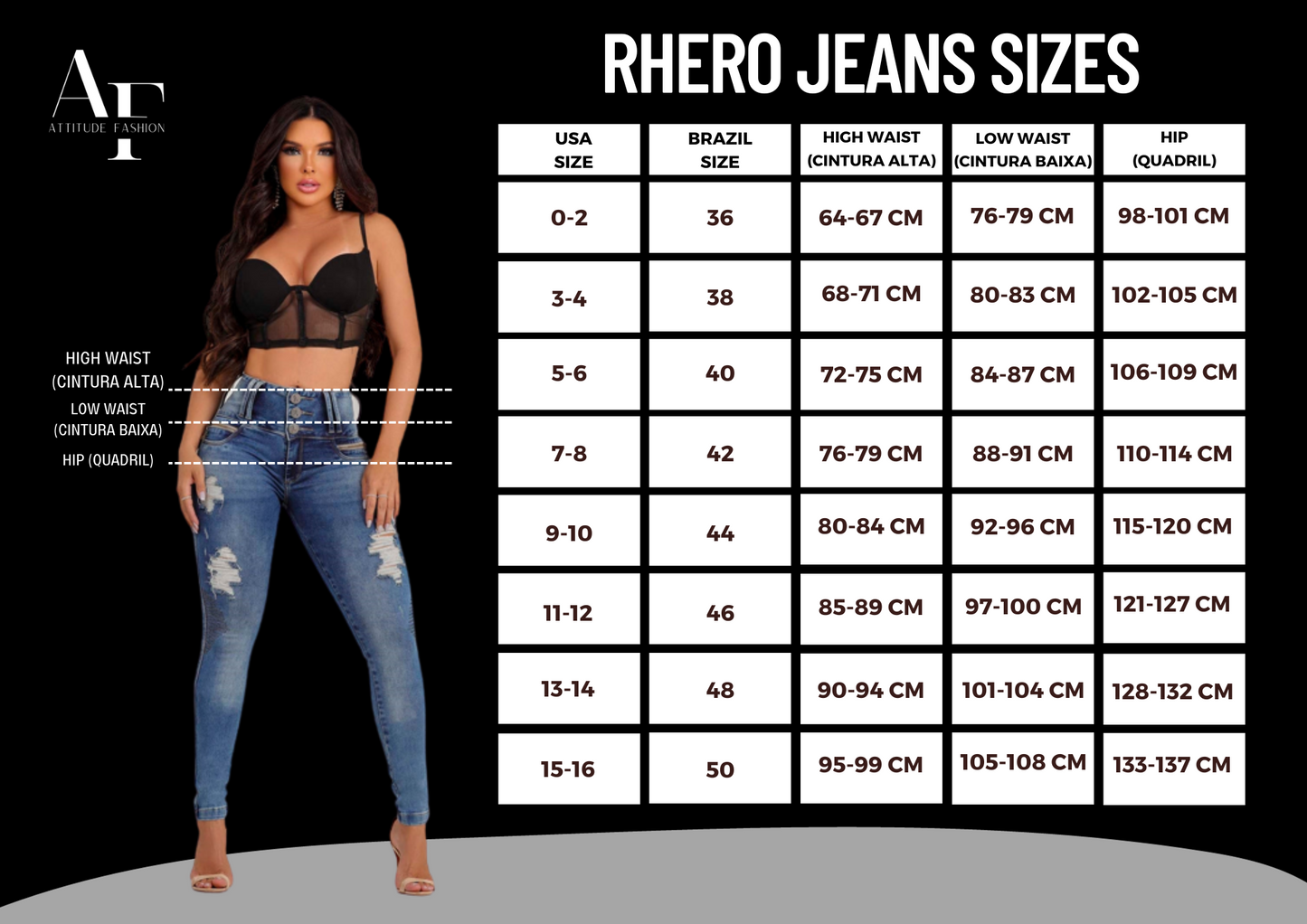 Rhero Pantalones vaqueros de talle alto para mujer 56658
