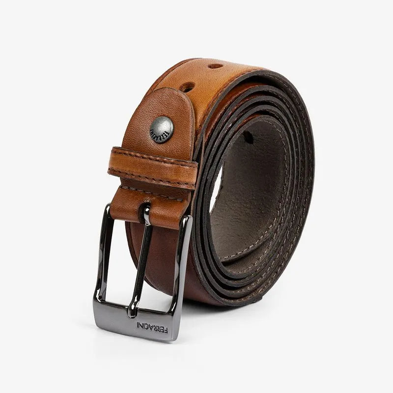 Ferracini Cinturón de piel ajustable para hombre FC265