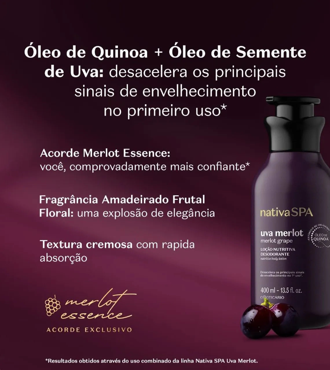 O Boticario Nativa Spa Women's Uva Merlot Moisturizing Body Lotion