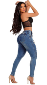 Calça jeans feminina de cintura alta Rhero 56625