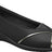 Piccadilly black heeled flat with gold strap.