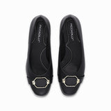  Piccadilly flats with a padded heel in black, featuring a golden buckle on the upper part