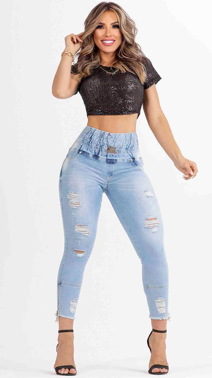 Calça jeans feminina de compressão de cintura alta Rhero 56652