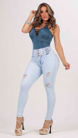 Rhero Pantalones vaqueros de talle alto para mujer 56709
