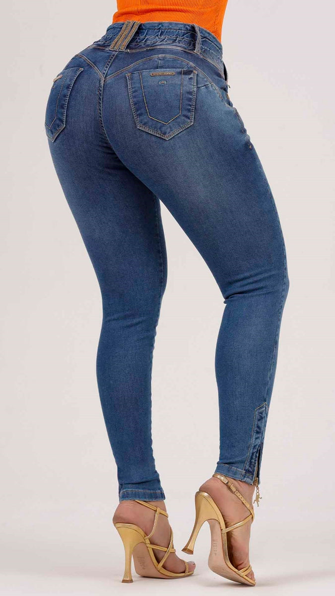 Rhero Pantalones vaqueros ajustados de talle alto para mujer 56682