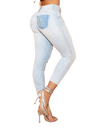Calça jeans feminina pit bull rasgada de cintura alta com levantamento de bumbum 65051