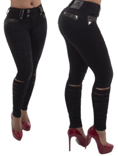 Calça jeans feminina pit bull cintura baixa rasgada 22866