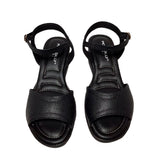Piccadilly high-heel sandal in black, featuring a soft, curshuined insole. includes an adjustable  ankle buckle, ensuring elegance and a comfortable  fit. 