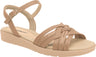 Piccadilly flat sandal in beige with braided woven strap details on the upper and an adjustable buckle at the heel