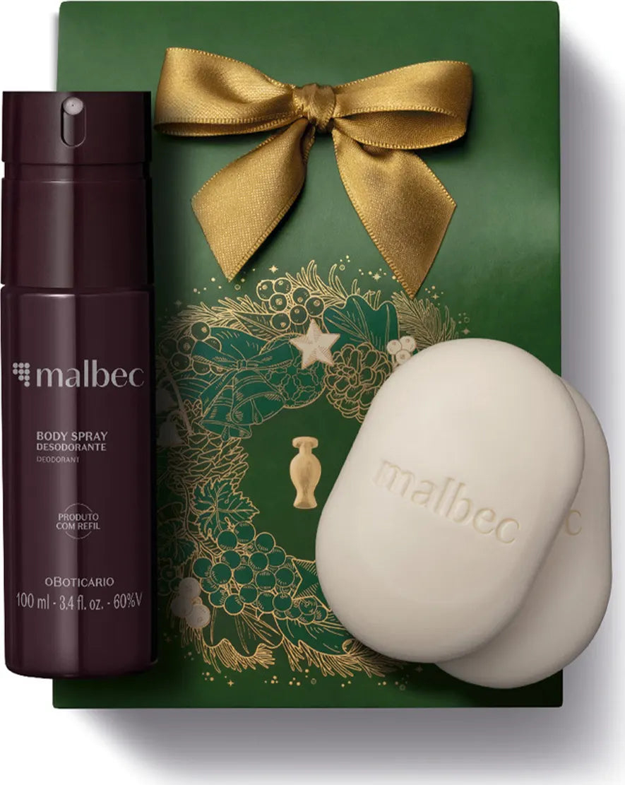 O Boticario Men's  Malbec Body Spray And Soap Gift Pack