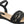 Low Piccadilly sandal, black color with beige sole, adjustable buckle with straps on the upper part and shiny braided details.