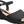 Flart-heeled Piccadilly sandal in black with a beige sole, adjustable buckle, and open upper.