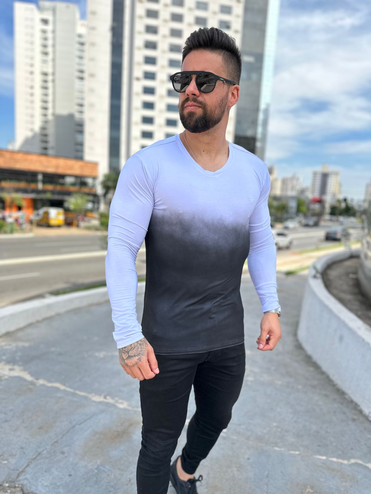 Camisa masculina de manga comprida gradiente Volar 1440 W