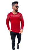 Camisa masculina de manga comprida com decote em V Volar 10v1