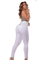 Calça jeans feminina de cintura alta Rhero com levantamento de bumbum 57124