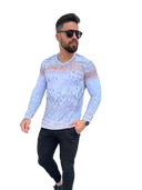 Camisa masculina de manga comprida com decote em V Volar 10v1