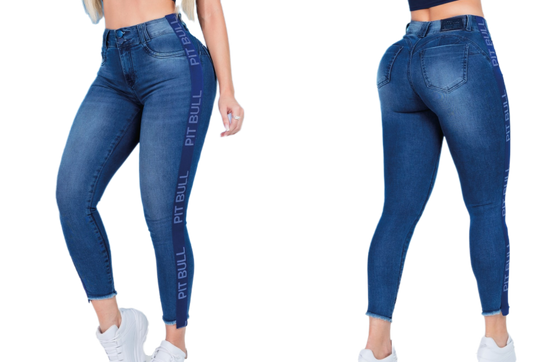 Calça jeans feminina de cintura alta Pit Bull com levantamento de bumbum 61381