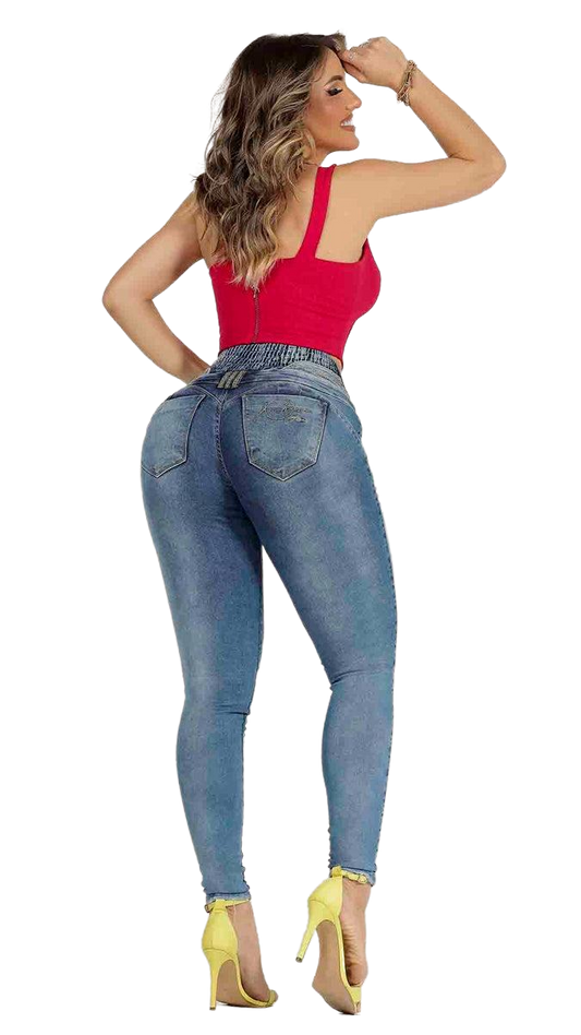 Calça jeans feminina de cintura alta Rhero 56701