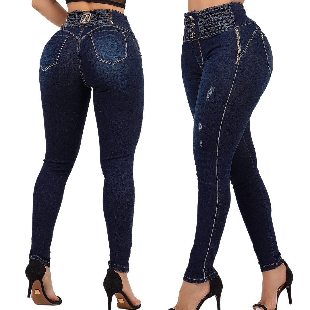 Rhero Women's High Waist Ripped Butt Lifting Jeans Pants 56743