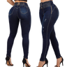 Calça jeans feminina rasgada de cintura alta Rhero com levantamento de bumbum 56743