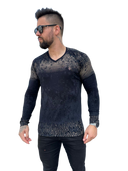 Volar Camisa de manga larga con cuello en V para hombre 10v1