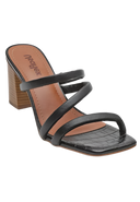 Usafllex high-heeled black sandal with straps