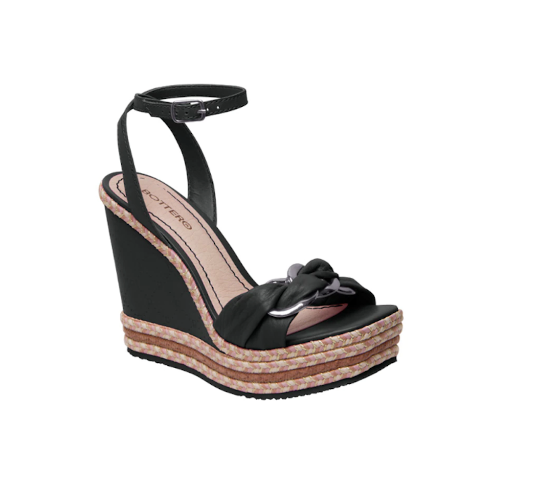 Bottero Women's Wedge Leather Sandal 341521