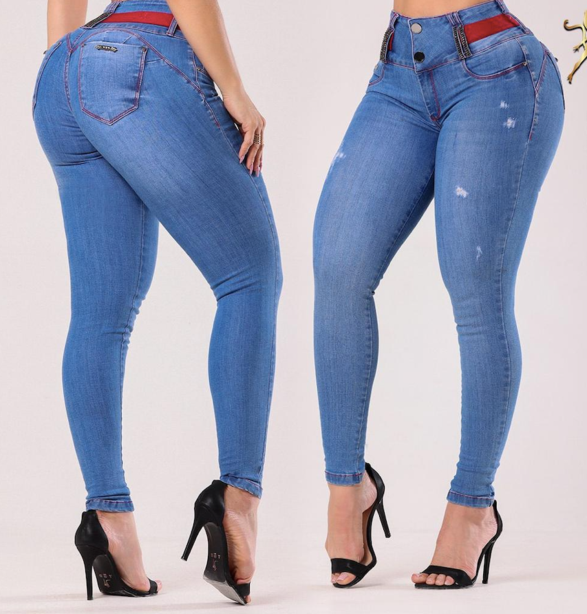 Calça jeans skinny feminina de cintura alta com levantamento de bumbum Rhero 56787