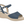 Piccadilly sandal with medium flat heel in blue, featuring a soft, cushioned insole. it has an adjustable buckle at the heel.