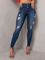 Pit Bull Jeans Calça Jeans Feminina Cintura Alta Rasgada Com Levantamento De Bumbum 65336