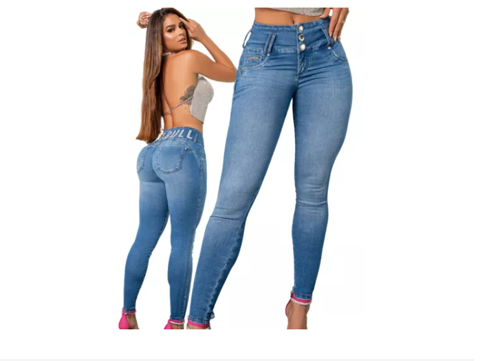 Calça jeans feminina de cintura alta Pit Bull Jeans com levantamento de bunda 65160