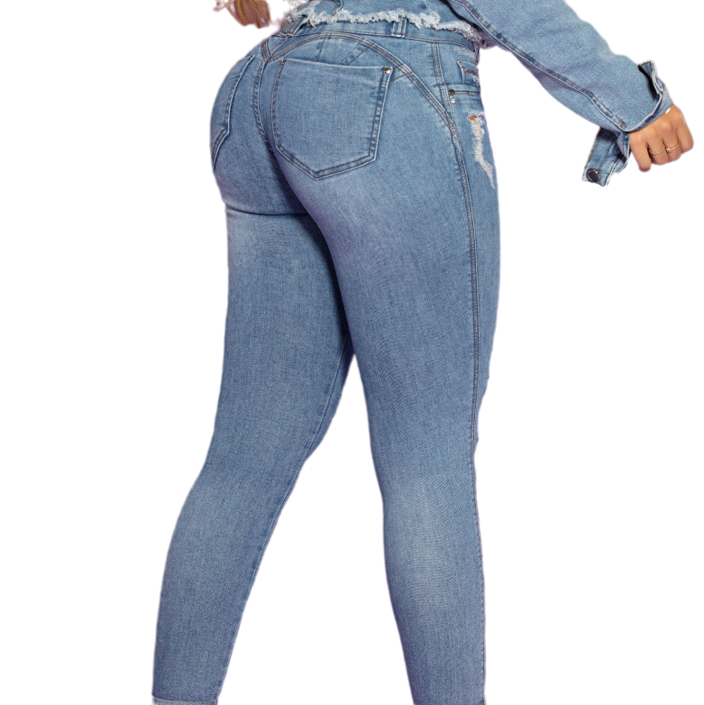Calça jeans feminina pit bull rasgada de cintura baixa 66274
