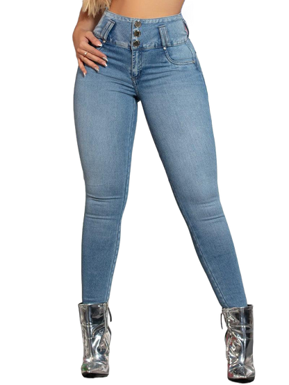 Calça jeans feminina de cintura alta Pit Bull Jeans com levantamento de bunda 65160