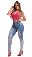 Pantalones vaqueros de compresión de cintura alta para mujer Rhero con realce de glúteos 56647