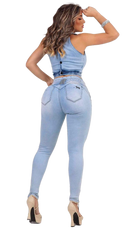 Rhero Pantalones vaqueros de cintura alta para mujer con levantamiento de glúteos 56713