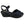 Piccadilly sandal with medium flat heel in black featuring a soft, cushioned insole. it has an adjustable  buckle at the heel.