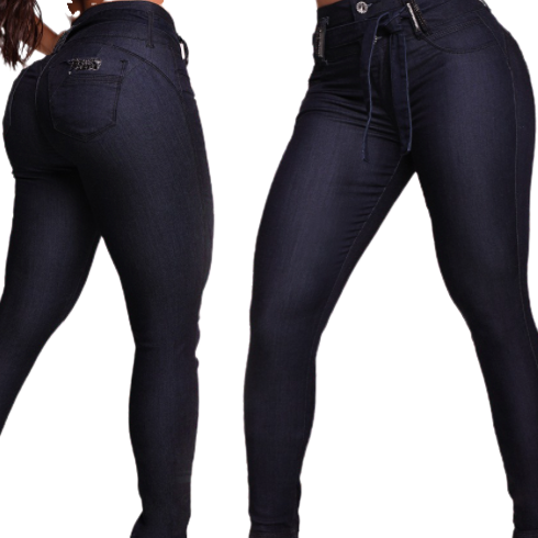 Calça jeans feminina de cintura alta Rhero 56614