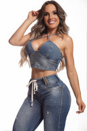 Top corto vaquero para mujer Rhero 56377