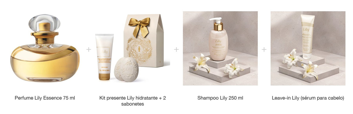 Lily Essence perfume, body care, shampoo and hair serum gift set