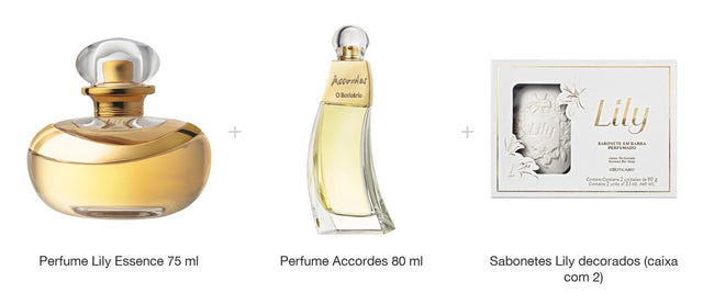 Lily Essence and Accordes perfume duo with decorated Lily soaps