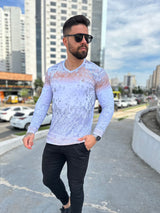 Volar Camisa de manga larga con cuello en V para hombre 10v1